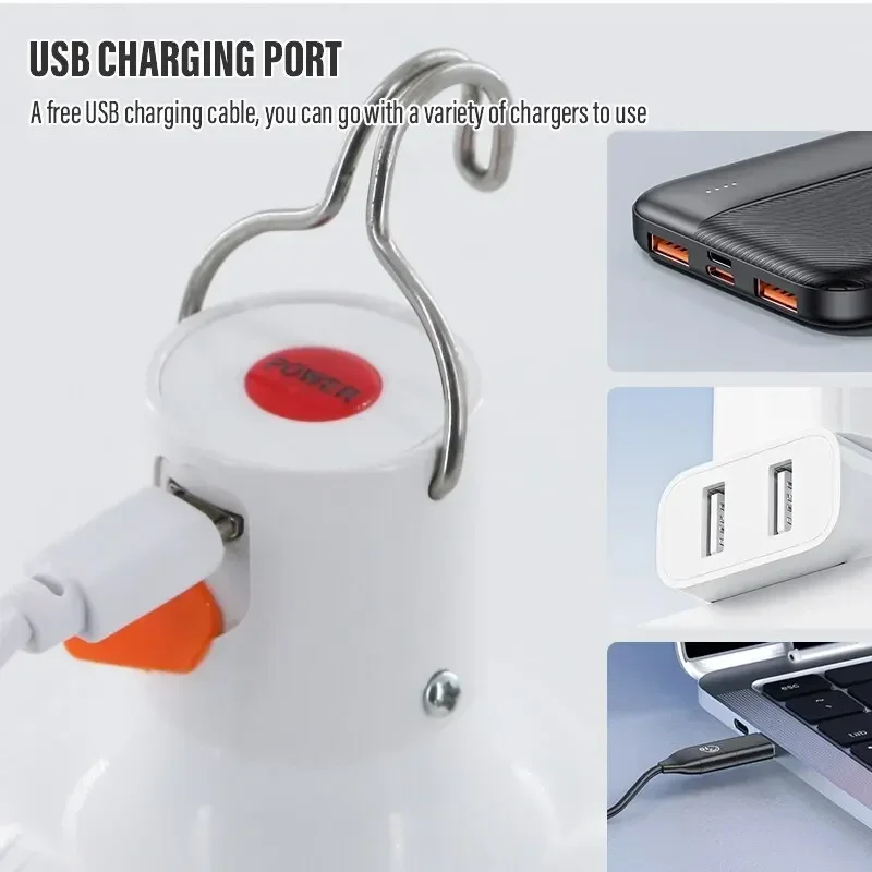 Lampadine a LED ricaricabili USB per esterni luce di emergenza ad alta luminosità Hook Up campeggio pesca lanterna portatile luci notturne