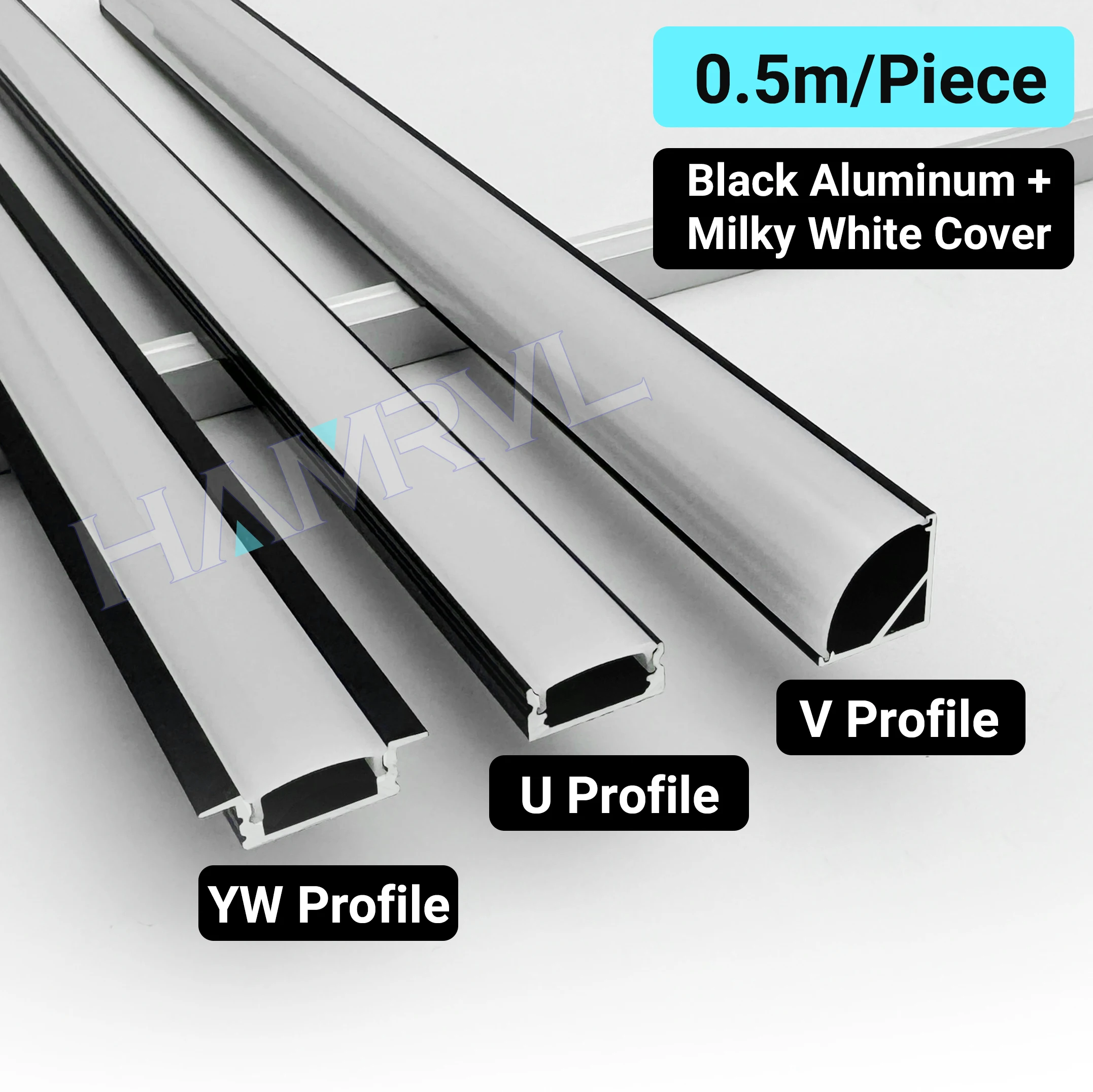0,5 m/Stück V/U/YW Stil LED Aluminium Profil Schwarz Kanal Halter PC Abdeckung Bar Lampe für Schrank Schrank Dekor Linear Streifen Licht