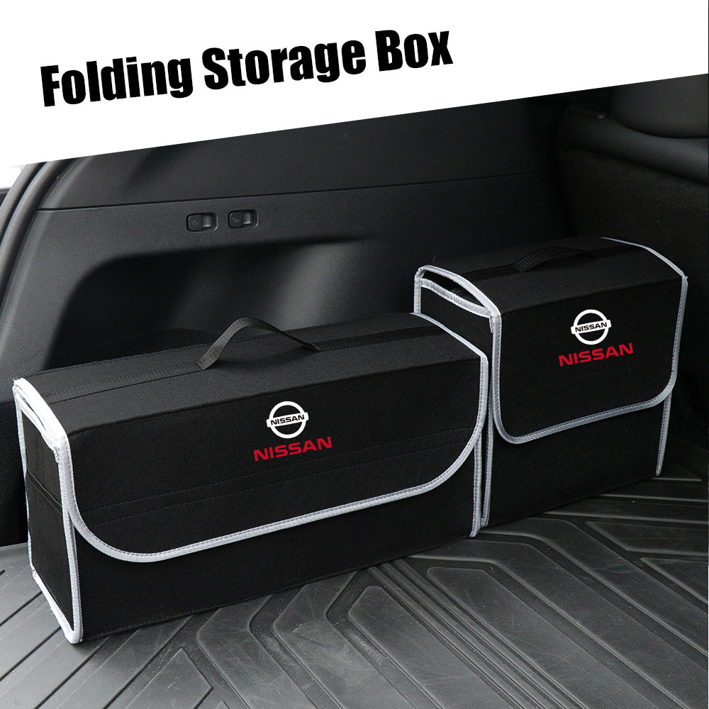 Caja organizadora de maletero de coche, bolsas de almacenamiento de fieltro de gran capacidad para orden y remolque Nissan GTR Nismo x-trail Qashqai Note Juke Patrol