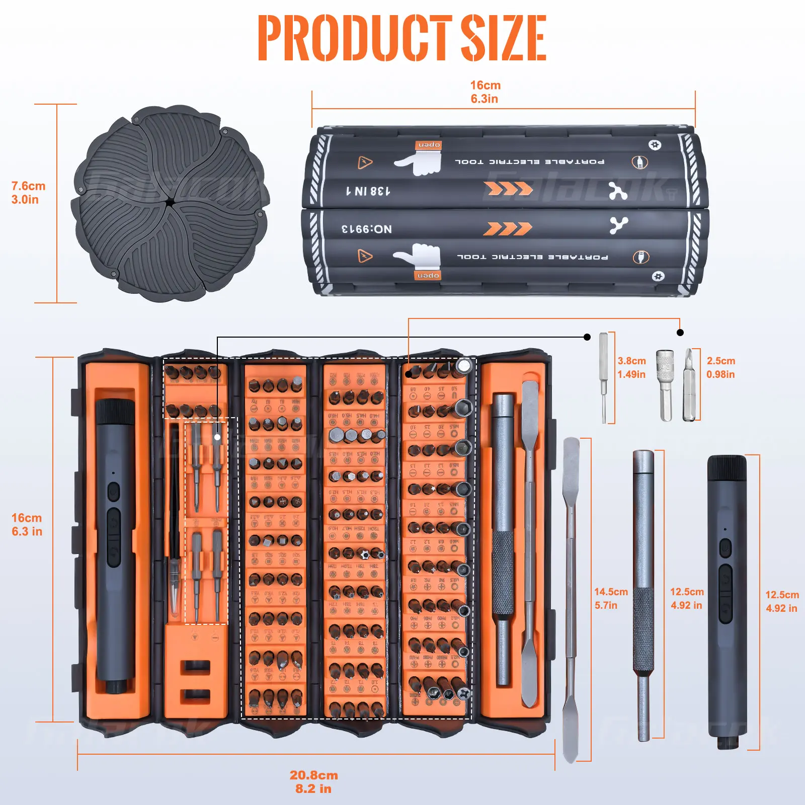 138 in 1 Multi-Bit Cordless Screwdriver Set Electric and Manual Dual Handles with Philips Torx and Slotted Tips for Home Repairs