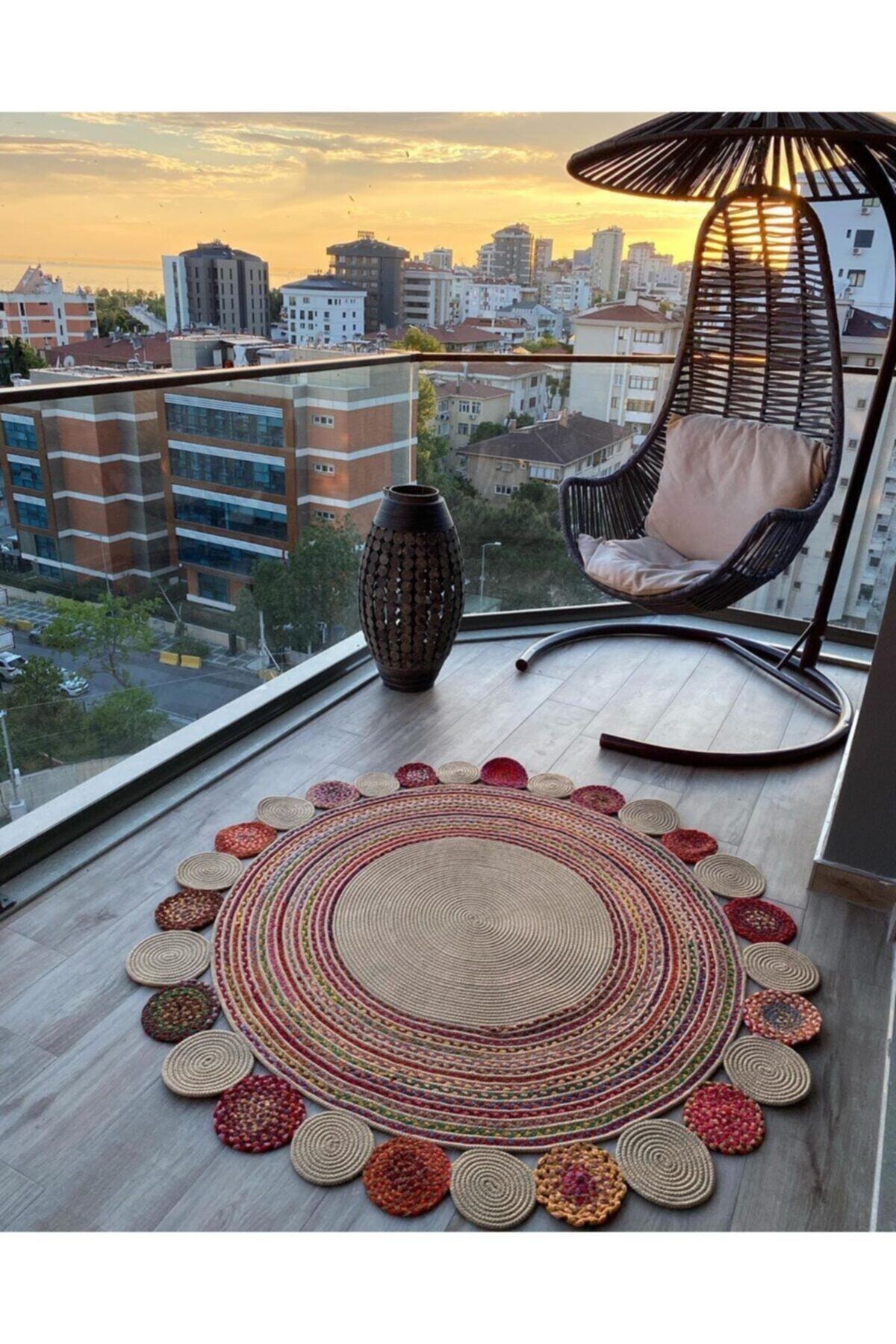 Karpet Rajutan Tangan Halımax Jute 22 "Bulat