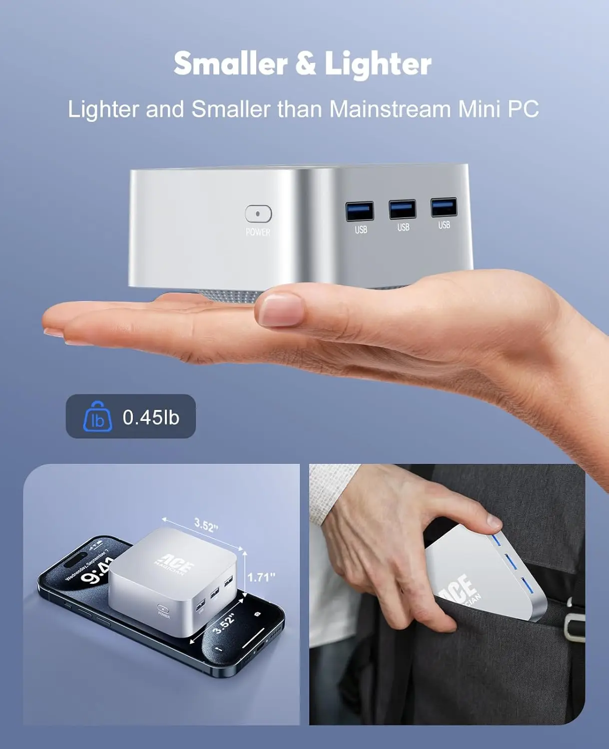 KAMRUI T8 Plus Mini PC Alder Lake N95 12GB LPDDR5 RAM 256GB SSD Windows11 pro 4K 60Hz 2.4/5G WiFi5 BT4.2 Mini Desktop Computer