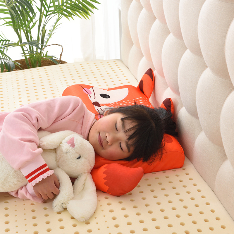 Almohada de espuma viscoelástica para niños pequeños con relleno de fibra, almohada suave de rebote lento para bebés, almohada pequeña transpirable para el cuello, almohadas de dibujos animados lavables