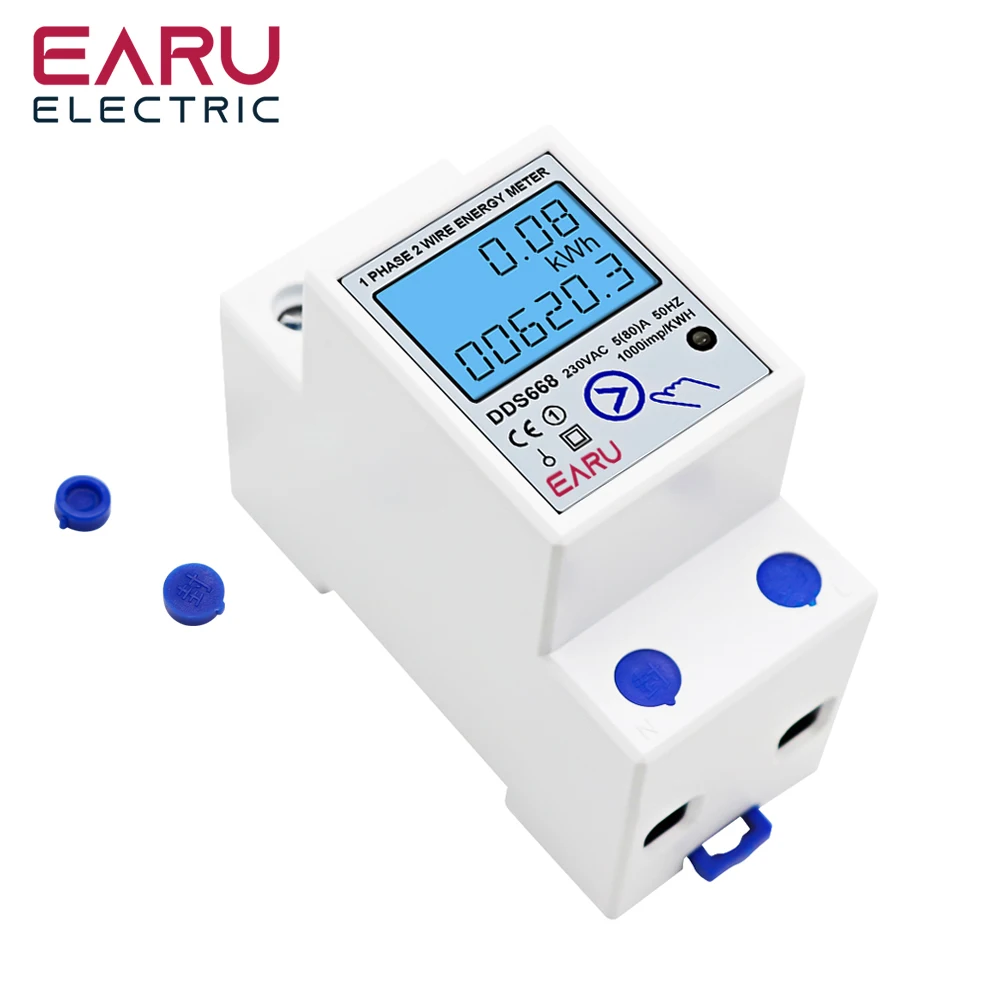 Medidor de energía Digital LCD monofásico, reinicio de voltaje cero kWh, contador de consumo de energía de corriente, vatímetro eléctrico, carril Din de 230V