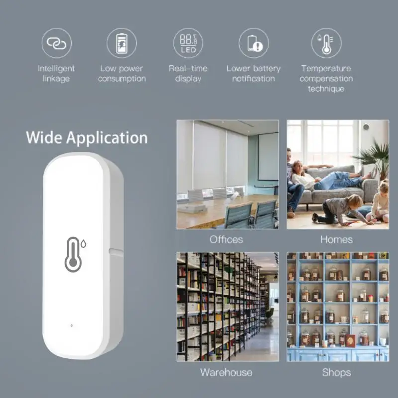 AUBESS Tuya ZigBee/WiFi Sensor de temperatura y humedad termómetro conectado al hogar Compatible con Smart Life Alexa asistente de Google