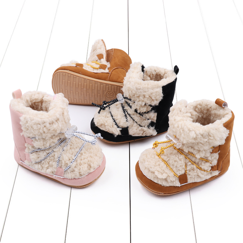 Sapato de bebê marrom Yibubu, botas planas quentes para bebês, interior com antiderrapagem, sandálias recém-nascidos no inverno, fofas e elegantes