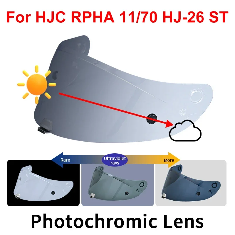 Hjc rpha用フォトクロミックバイザー,ヘルメットシールド,フロントガラス,オートバイフェイスシールド,HJ-26, 11 pro rpha 70 st HJ-26