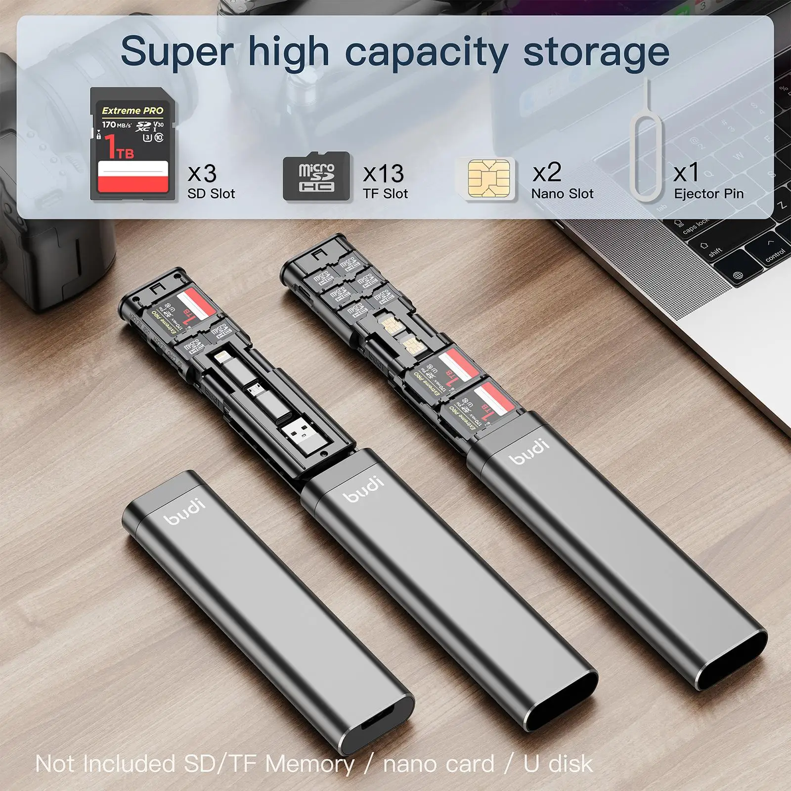BUDI 9 で 1 多機能ボックス USB 3.0 データ転送 65 ワット高速充電ケーブル SD TF カード収納ボックス Iphone