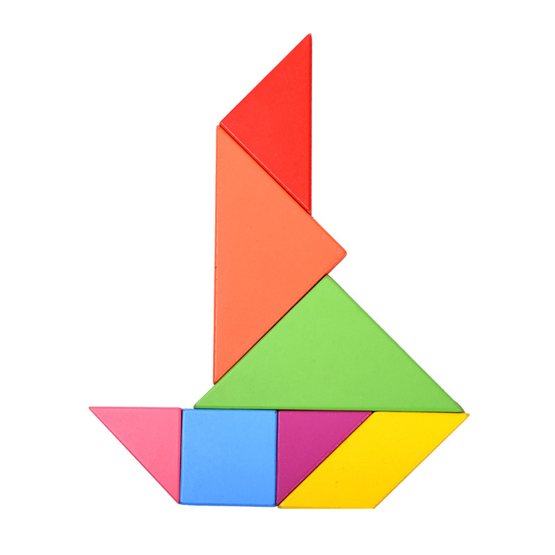 Tangram ปริศนาไม้สําหรับเด็ก 7 ชิ้นสี,การศึกษาสมอง Teaser,การเรียนรู้ของเล่นสําหรับชายและหญิง,สนุก Party Favor