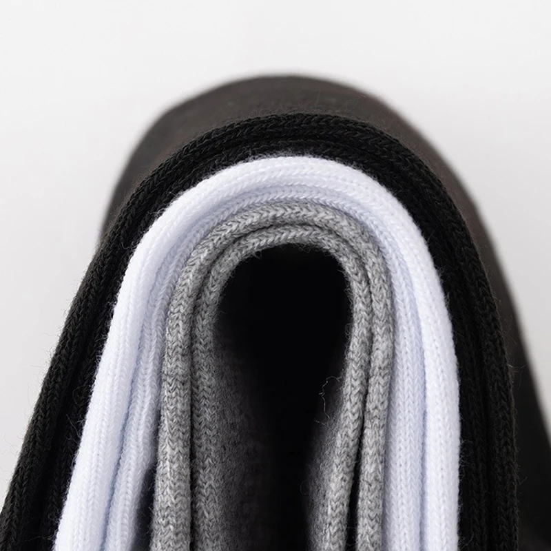 5 par/lote calcetines blancos y negros para hombre, calcetines cortos de malla deportivos de algodón transpirables simples y versátiles informales de Color sólido para negocios
