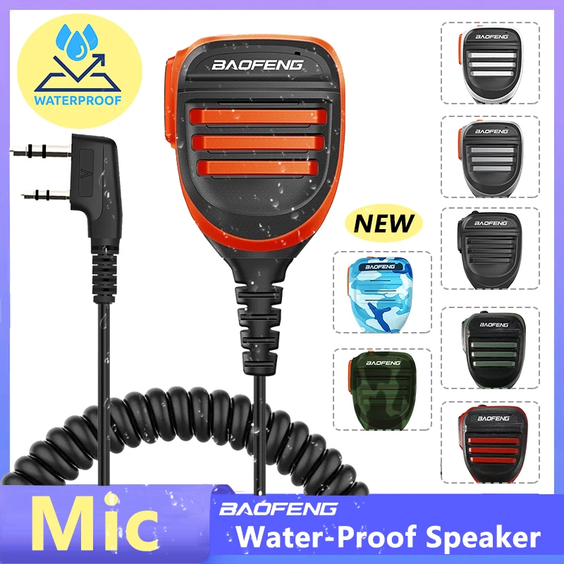 Baofeng walkie talkie alto-falante microfone à prova dwaterproof água ptt microfone para uv5r UV-16 pro UV-13 plus rádio em dois sentidos quansheng UV-K5 (8) UV-K6
