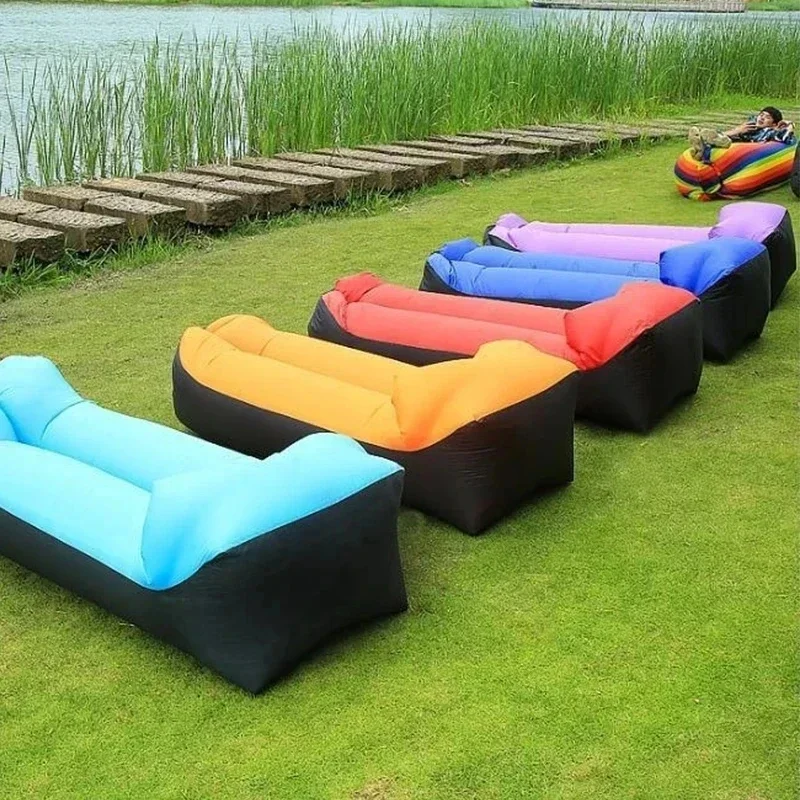 Lazy Inflatable โซฟากลางแจ้งแบบพกพา Inflatable โซฟาพับ Camping Inflatable โซฟากลางแจ้งเฟอร์นิเจอร์ Inflatable Lounger