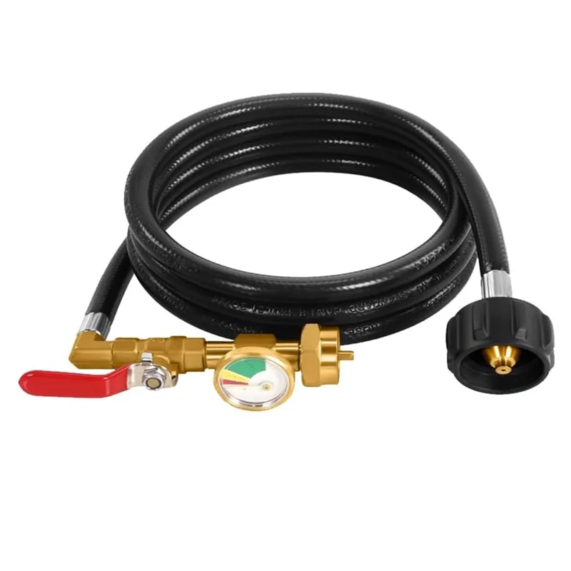 HRBAJ-36 Inci Selang Adaptor Isi Ulang Propana, Panggangan Berkemah Tekanan Tinggi (Inlet QCC/Tipe 1) Konektor Adaptor Tangki Bensin Propana 1LB