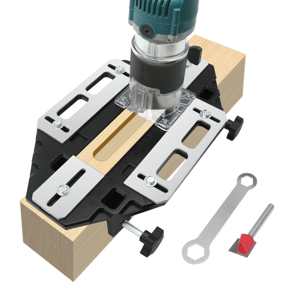 Woodworking Hole Opener Slotting Locator or Router Base or Milling Cutter, Aluminum Alloy Door Hinge Installation Jig Kit