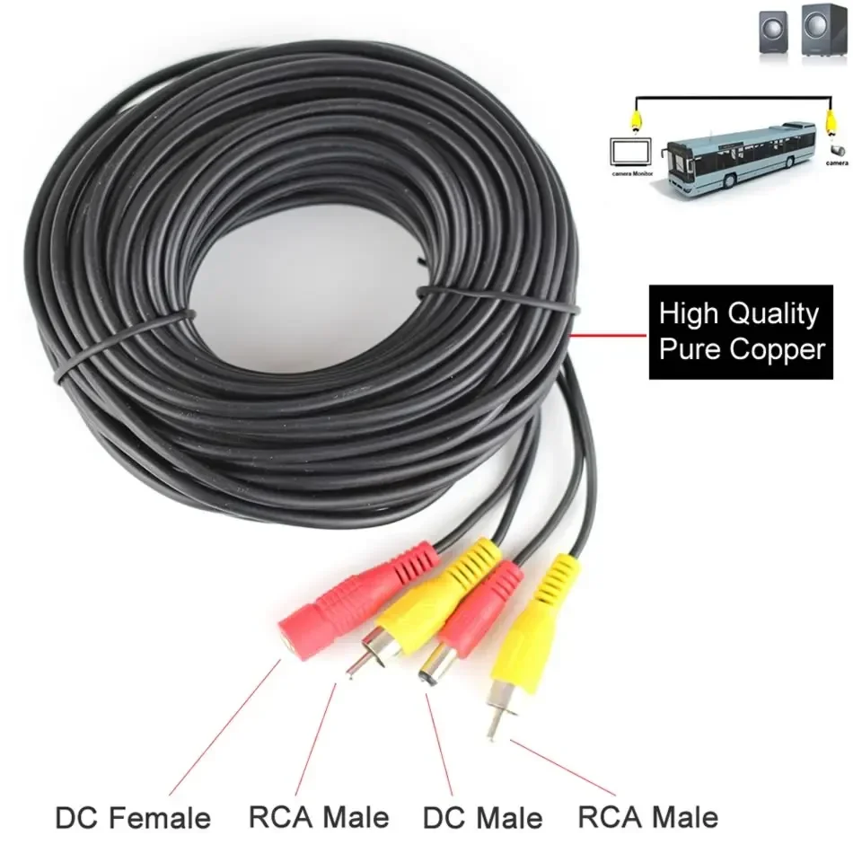 5 10 20 Meter DC Power RCA AV Video 12 V Verlengkabel voor Auto Vrachtwagen Bus Parking Home security Surveillance CCTV Camera
