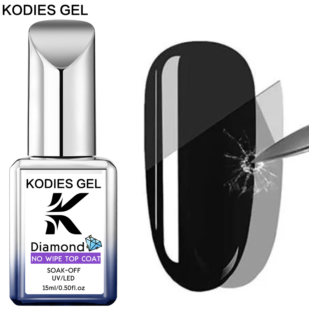 KODIES GEL ใหม่ Super Shine Top Coat เจลเล็บ UV Diamond Topcoat ไม่มีเช็ดซีลเจลทําเล็บมือเล็บคุณภาพ Salon