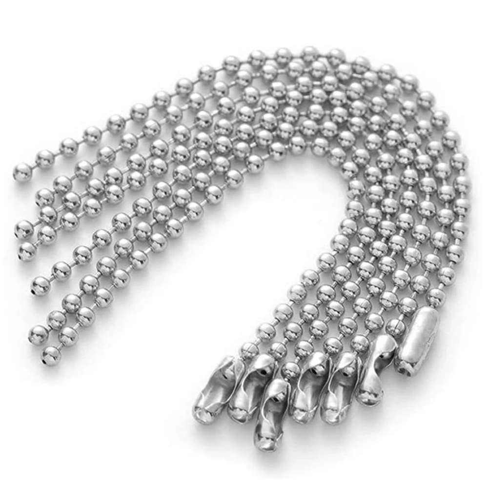 50 Uds. De cadena de cuentas de bolas de acero inoxidable para llavero con etiqueta de perro DIY, llavero, piezas para hacer joyería artesanal, accesorios, suministro de Material