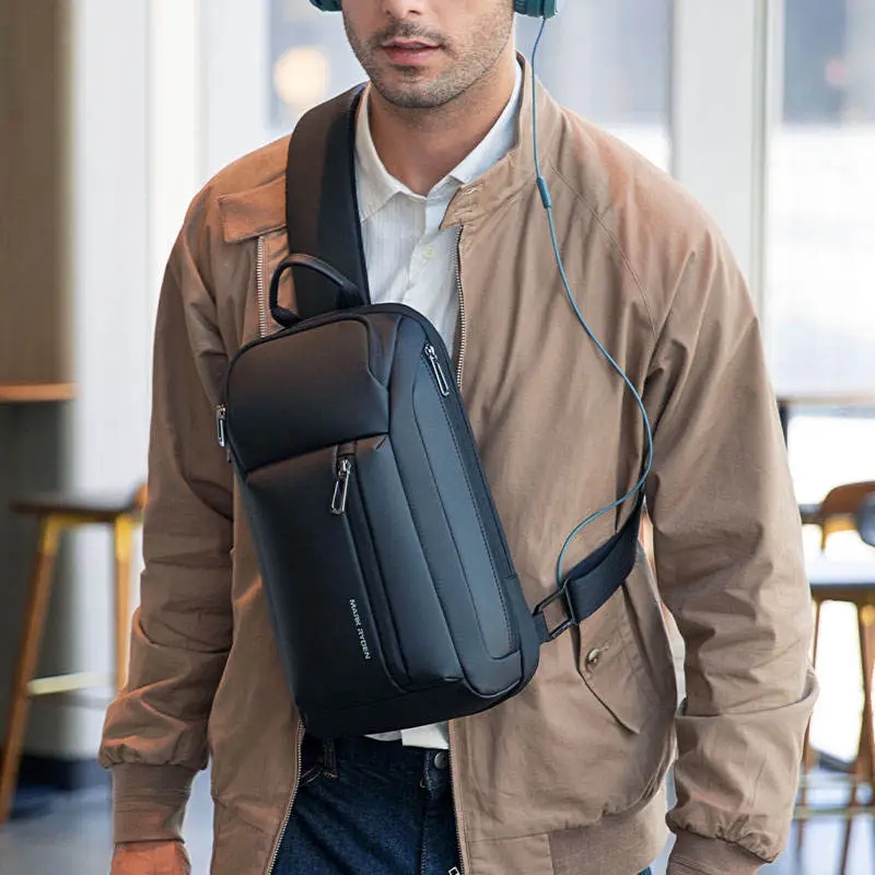 Mark ryden 11 bolsa na moda materiais à prova dwaterproof água saco de peito masculino com grande capacidade moda multi-bolsos saco fino para masculino