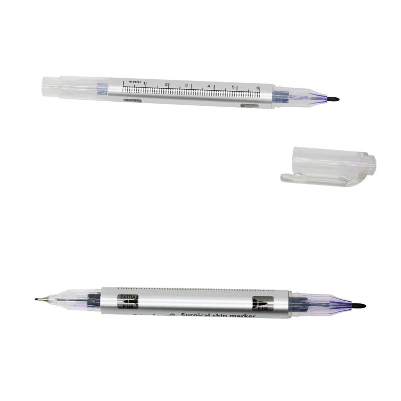 ダブルヘッド白外科眉毛タトゥースキンマーカーペンツールアクセサリータトゥーマーカーペンと測定定規 Microblading
