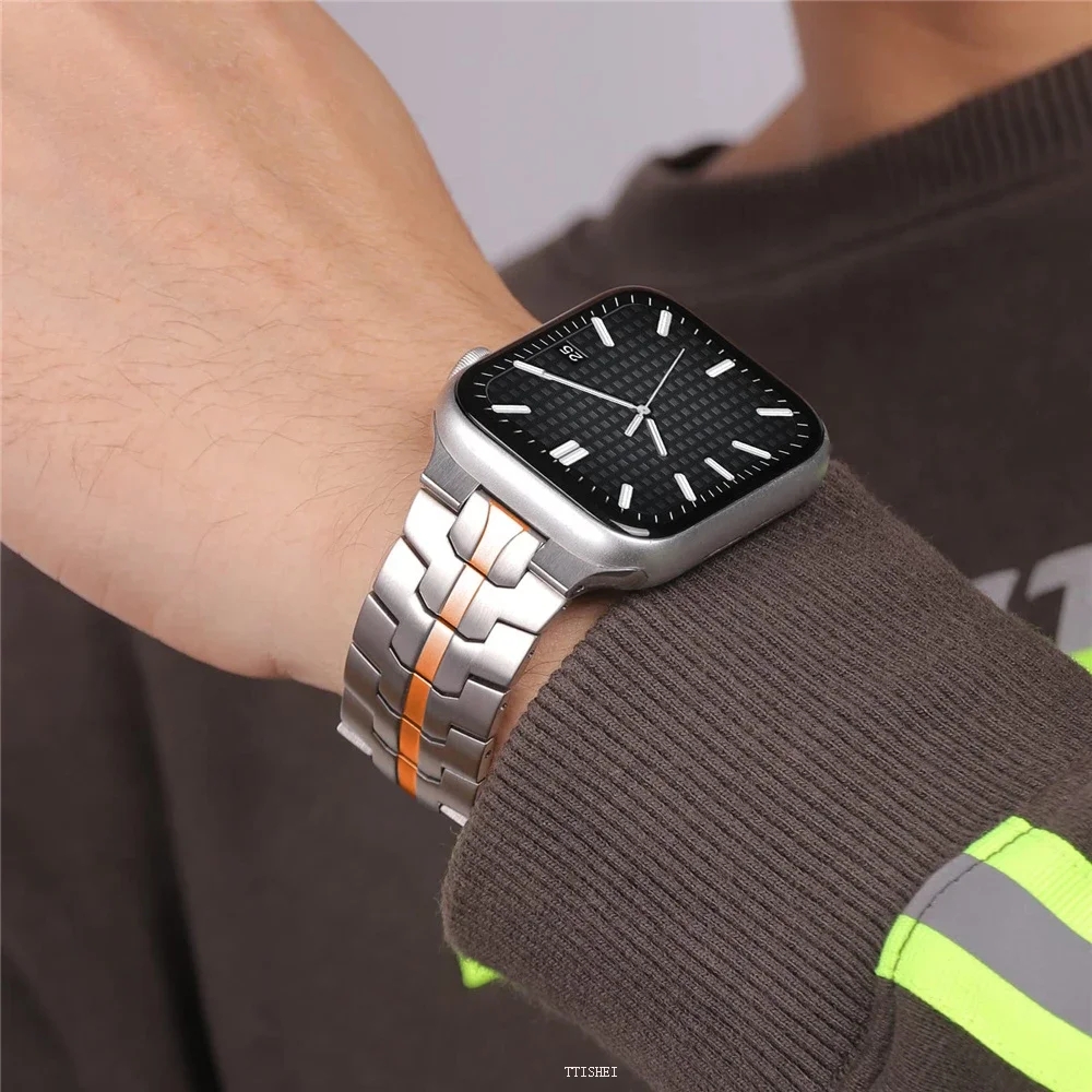 Ultra 2 Titanium Color Strap For Apple Watch 49mm 45mm 44mm 42mm 46mm 40 41mm Luxury Stainless Steel Band For iWatch 10 9 8 7 SE