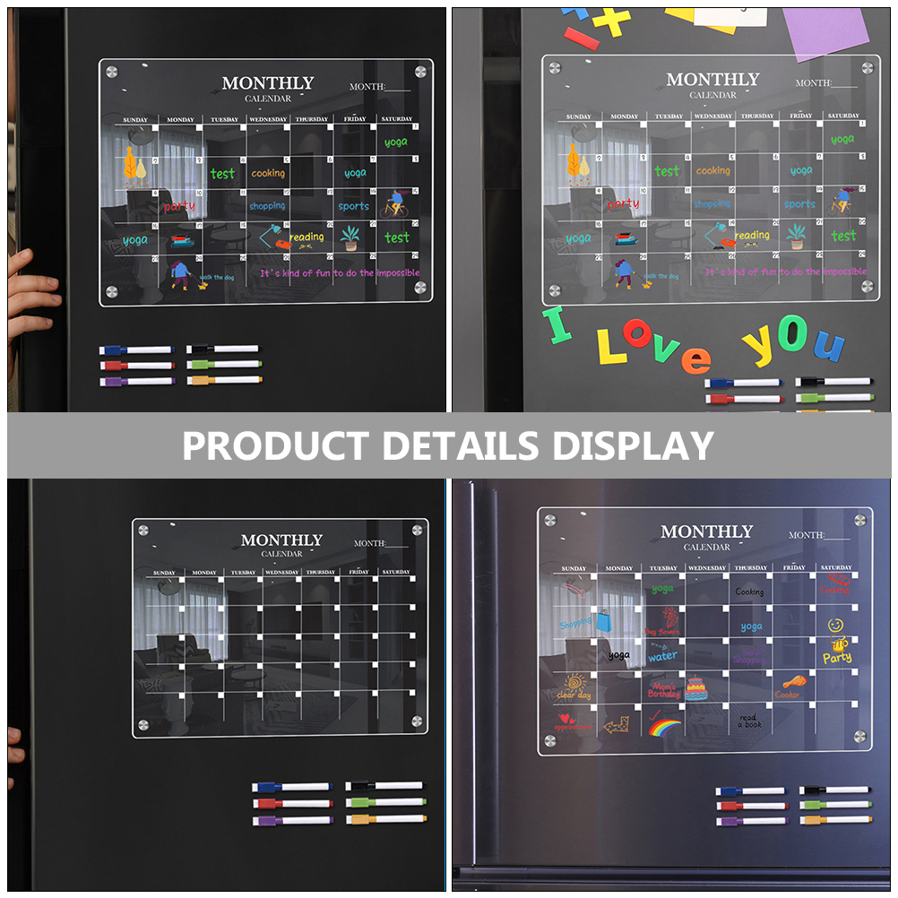 Magnetic Whiteboard Kitchen Plate Fridge Dry Erase Calendar Practical Acrylic Blank Board Schedule Transparent With Pen