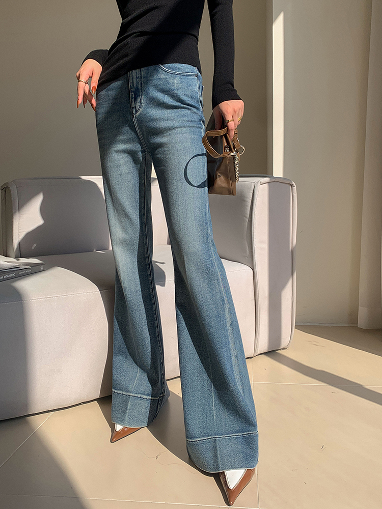 REDDACHiC สูงสาว Casual Flare กางเกงยีนส์ธรรมดาหนวด Bootcut กางเกงเอวสูงกางเกงขายาวทํางานเกาหลีเสื้อผ้าผู้หญิง
