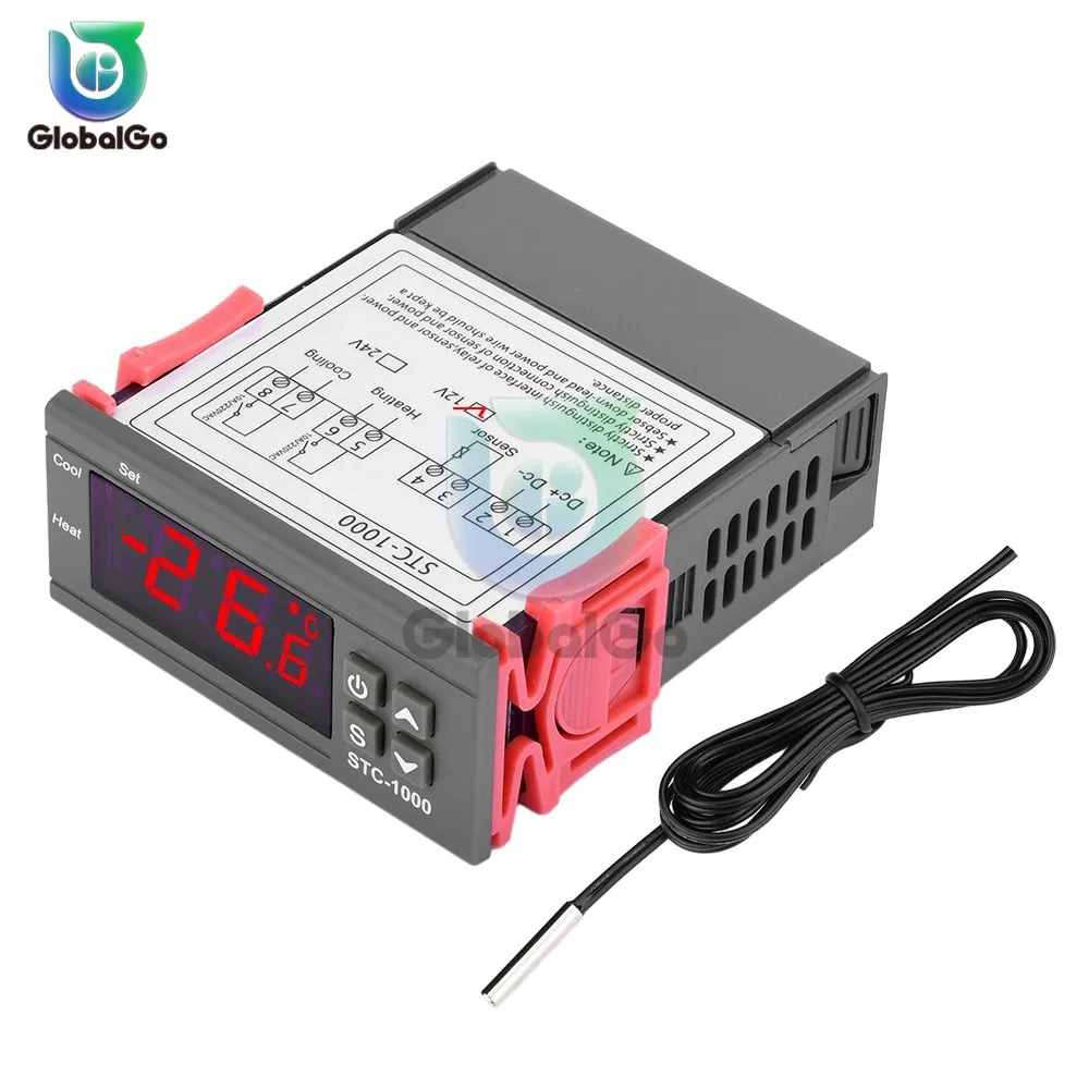 Termostato Digital LED STC-1000 para incubadora, controlador de temperatura, termorregulador, relé, calefacción, refrigeración, 12V, 24V, 220V