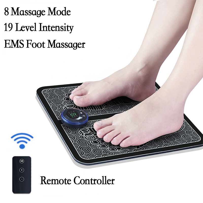 Almohadilla masajeadora de pies EMS remota, estera de masaje de estimulación muscular eléctrica portátil, mejora la circulación sanguínea, alivio del dolor, relaja los pies