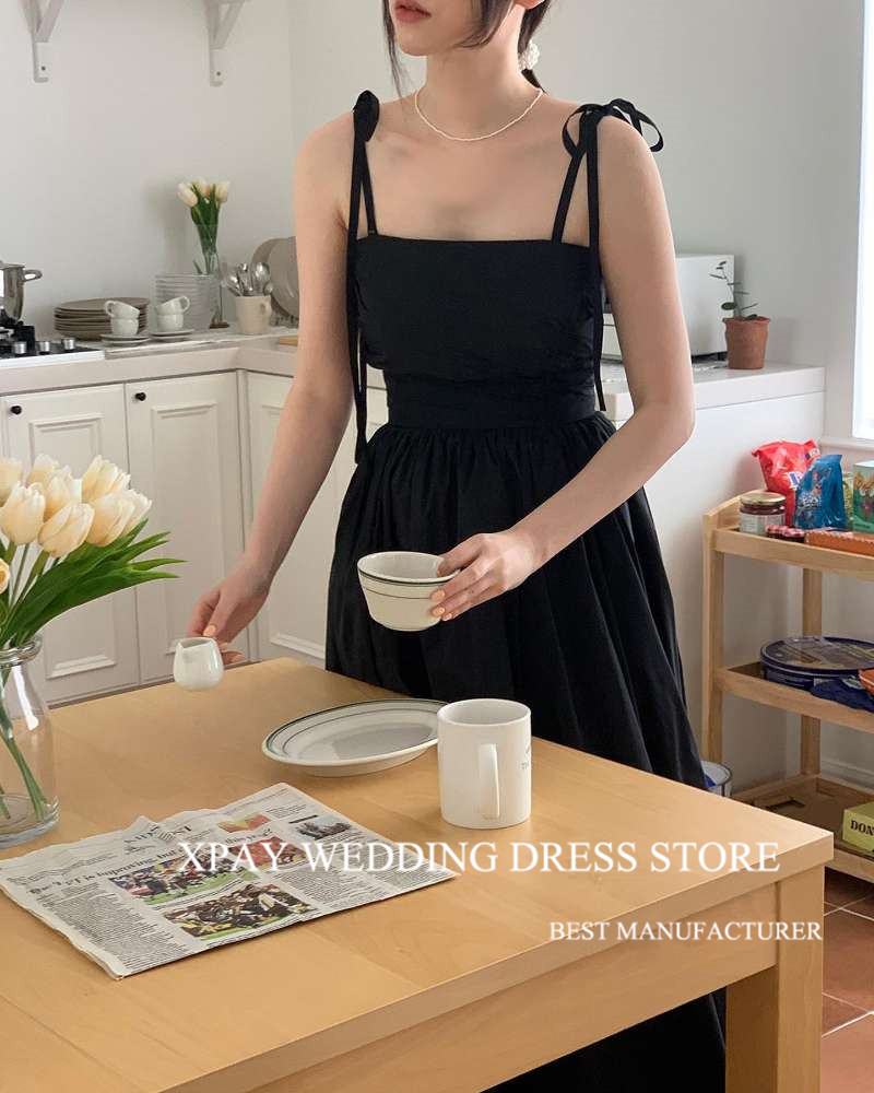 XPAY 블랙 라인 태 피터 한국 이브닝 드레스 사진 촬영 맞춤형 4 스타일 반팔 댄스 파티 드레스 웨딩 파티 레이스 업