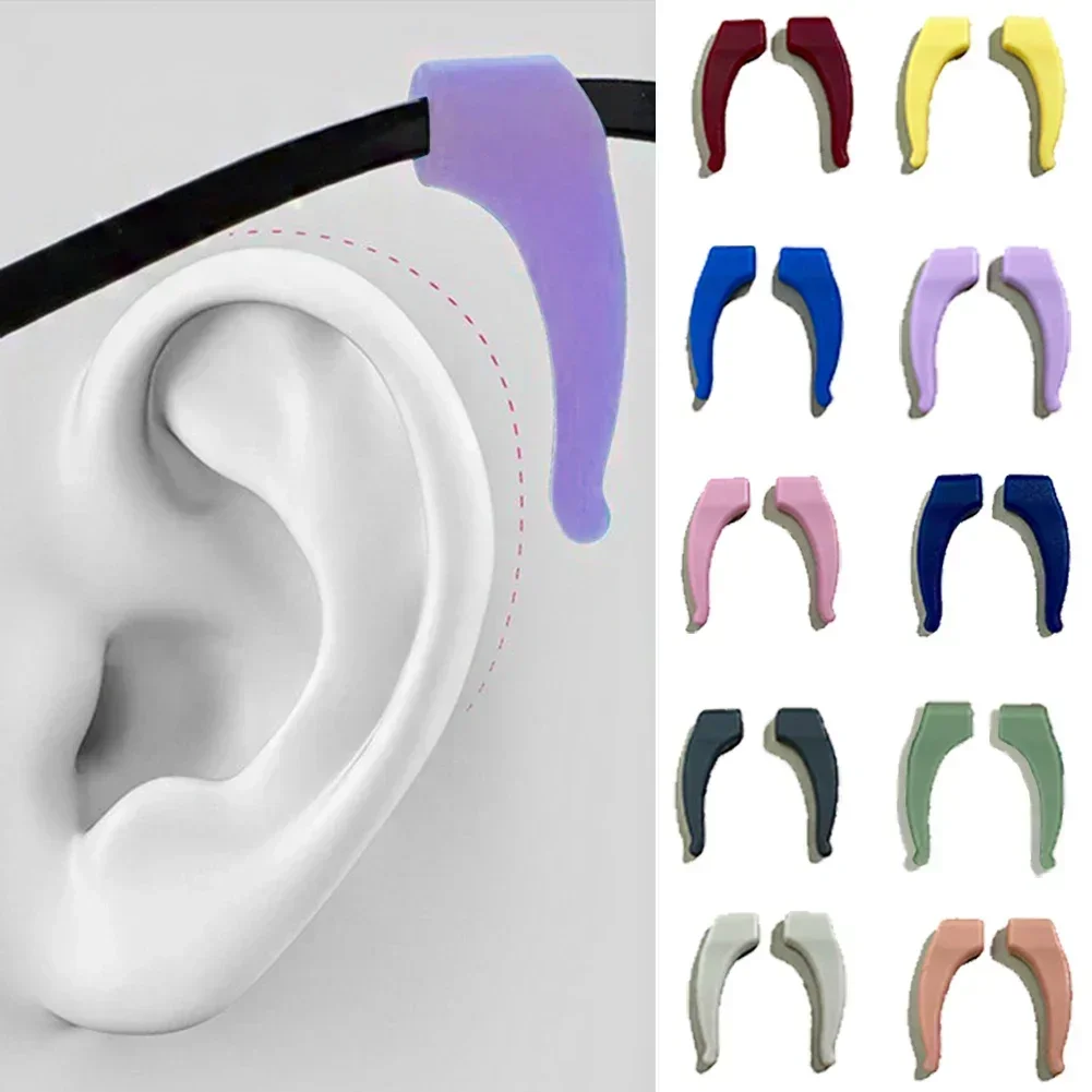 Ganchos para las orejas de silicona antideslizantes para adultos, empuñaduras redondas, accesorios para gafas, agarre de patillas Multicolor suave, 1 par