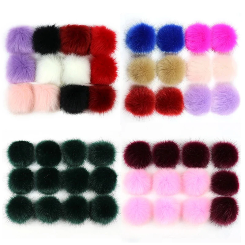12pçs pompons macios e fofos artificiais, 8cm, bolas de pompom de pele de raposa de pelúcia, pompons de pele falsa para chapéu diy, bolas de cabelo, cachecol, fornecimento de roupas