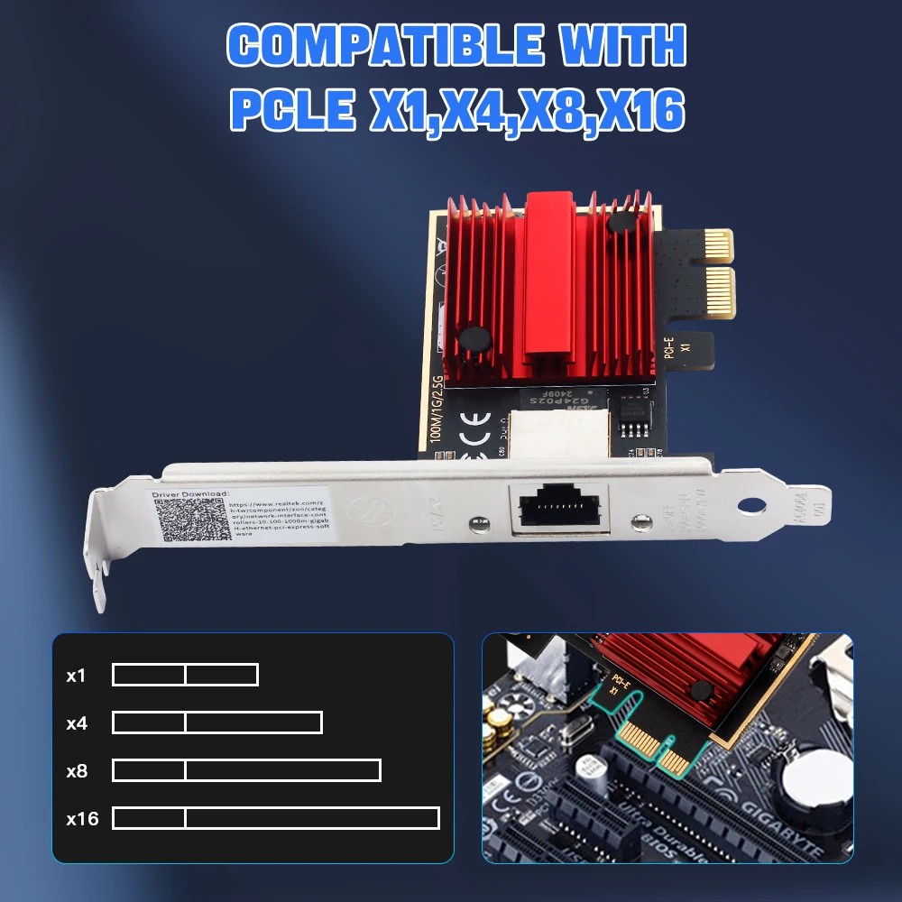 2.5G PCI-E Naar RJ45 Netwerkkaart 2500M Ethernet Lan adapter RTL8125 PCI Express Snelle WiFi adaptador Voor desktop PC