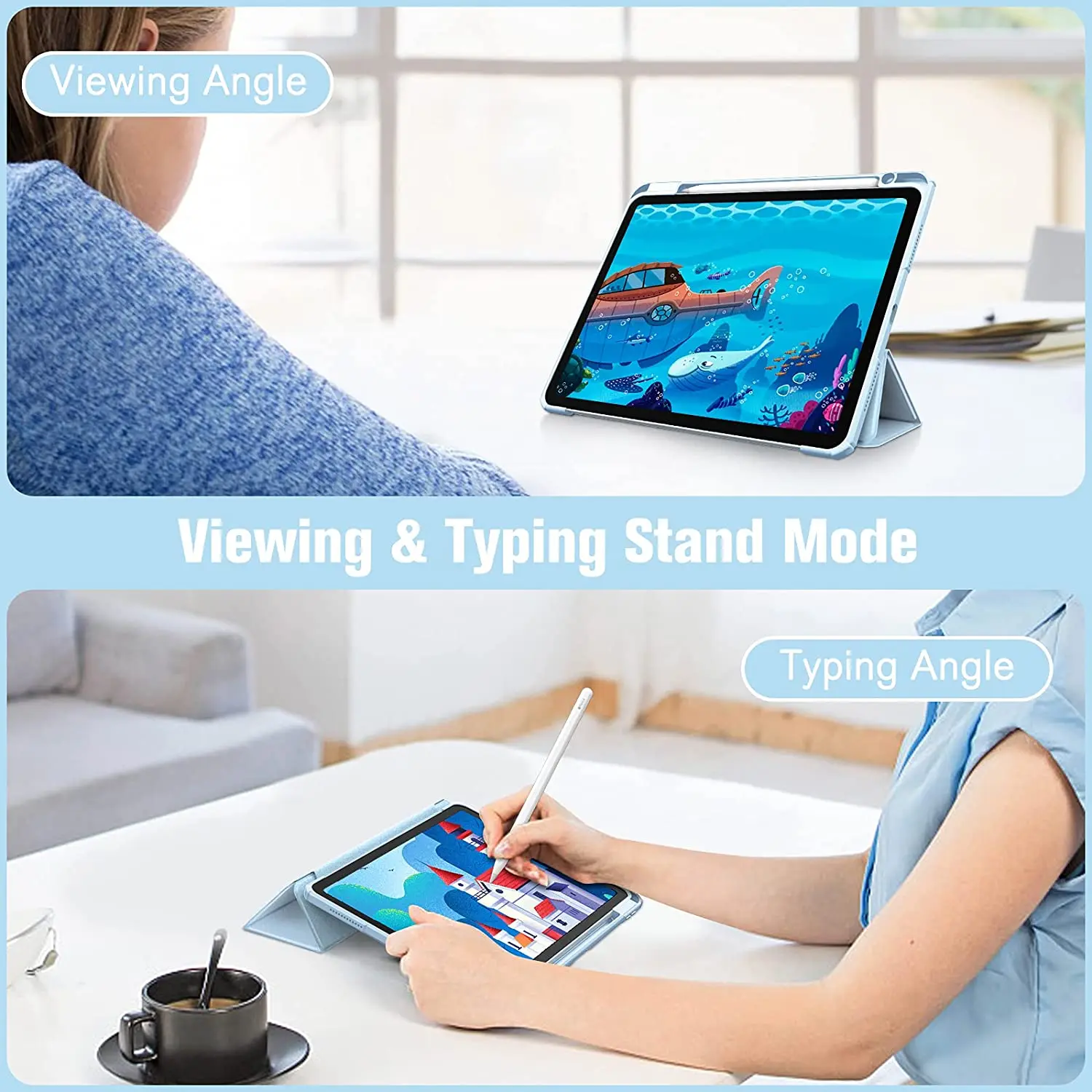 For iPad Case for iPad 10th Funda iPad Pro 11 10.2 7th 8th 9th Air 4th 5th 10.9 10.5 Gen Clear Transparent air 9.7 mini 6 Cover