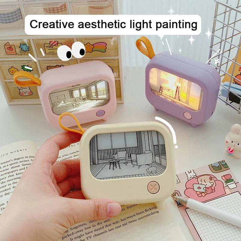ทีวีภาพวาด Night Light LED เด็กน่ารักการเรียนรู้ตารางโคมไฟตกแต่งบ้านแสงบรรยากาศ MINI Desktop ของขวัญวันเกิด
