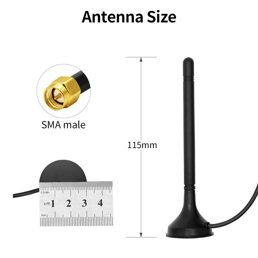 700-2700MHz GSM 2.4G 3G 4G LTE Antenna High Gain 3.5dBi SMA Male Magnetic Base 3M Cable for Outdoor DTU Cabinet and Router