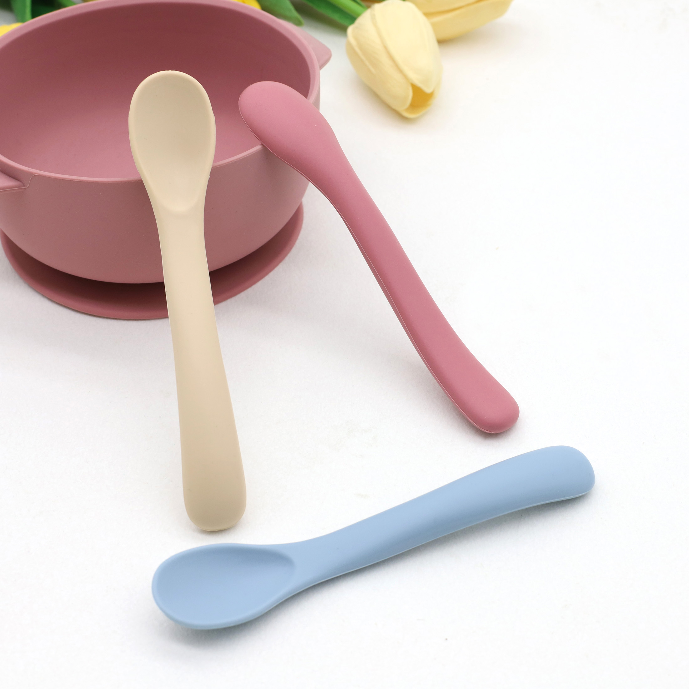 Cuillère souple en Silicone pour bébé, Gadgets d'alimentation, articles pour bébé, petite cuillère, 3 pièces