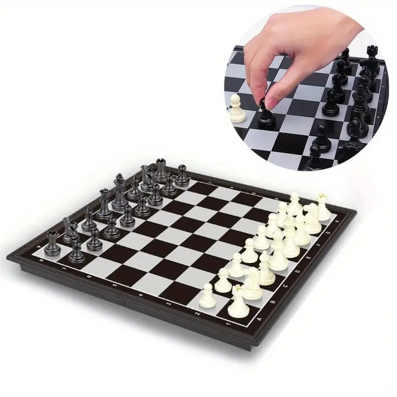 1 caja de juego de ajedrez internacional magnético plegable con tablero de ajedrez de plástico, juego de mesa Ideal para reuniones familiares