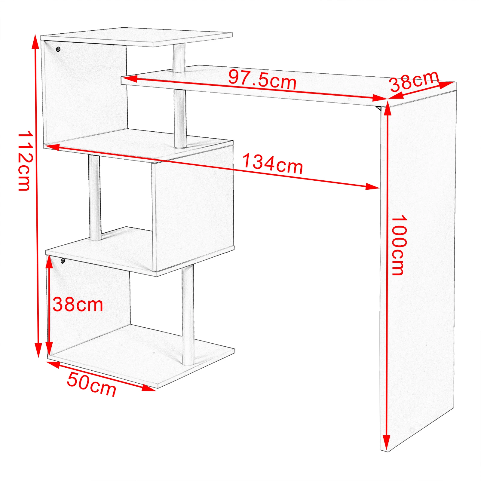 WOLTU 1PC cuisine bistro Bar comptoir Table petit déjeuner salle à manger Table basse avec étagères de rangement à 2 niveaux pour l'affichage des boissons