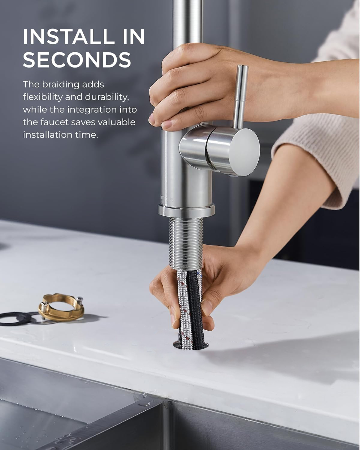 蛇口用ステンレス鋼噴霧器,床に取り付けられた水,シンクミキサー,シングルホール,滝,ホットとコールド,4つのモード,3668