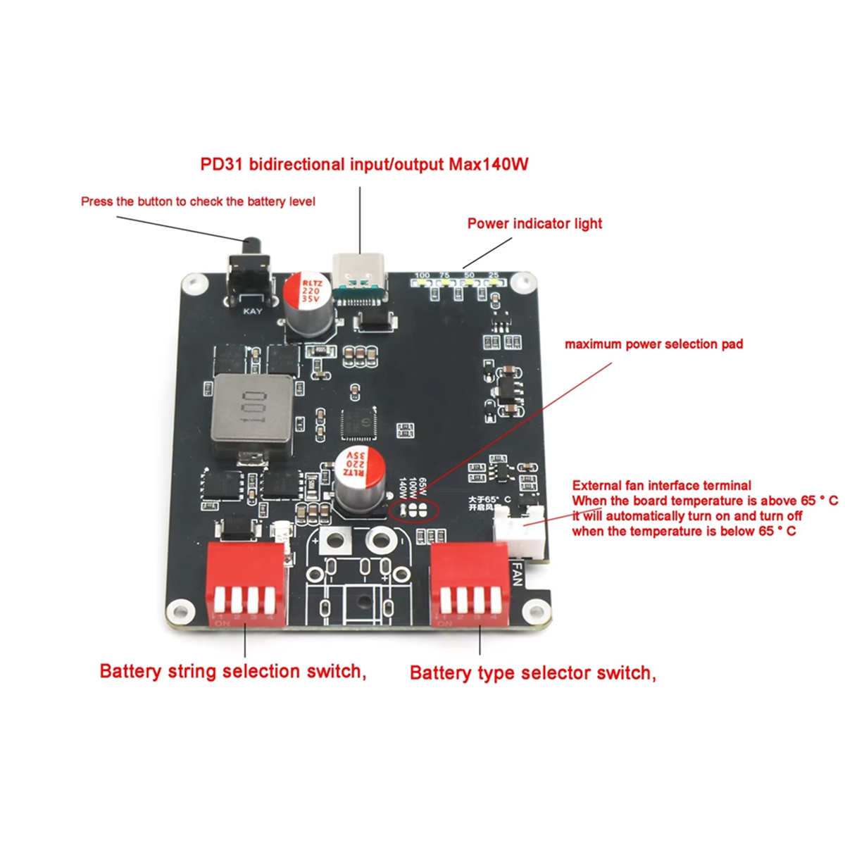 BABQ PD3.1 140W 양방향 고속 충전 모듈 IP2366 2S 3S 4S 5S 6S 리튬 배터리 충전 보드 리튬 이온 Lifepo4 BMS