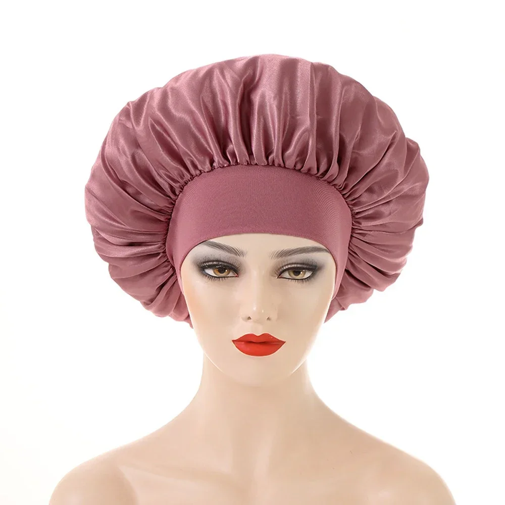 Gorro para dormir liso de satén de alta elasticidad, gorro para el cuidado del cabello, gorro de dormir multicolor reutilizable para mujer, accesorios para dormir en casa, 1 Uds.
