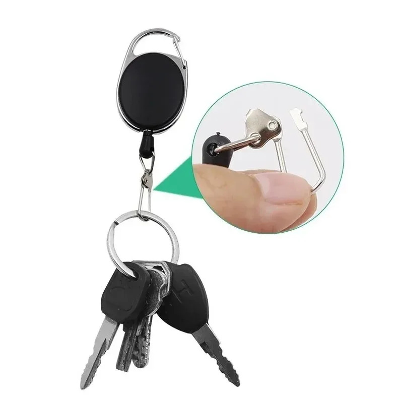 Llavero retráctil para insignia, soporte para tarjeta de identificación, tarjetero, mochila, cordón, hebilla para senderismo, llavero, herramienta retráctil