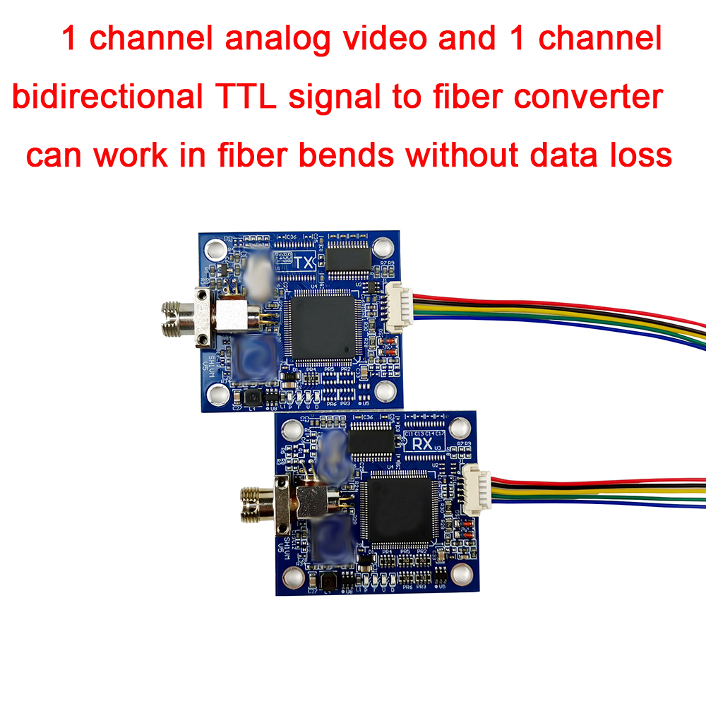 40KM TX RX 1 channel video + UART & TTL & SBUS to fiber converter, No data loss Anti-bending fiber optic converter FC/UPC,5v~28