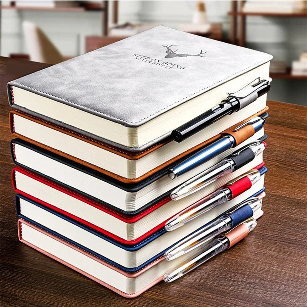 Cuaderno A5 de cuero súper grueso de 360 páginas, cuadernos diarios para trabajo de oficina y negocios, Bloc de notas, diario, suministros escolares
