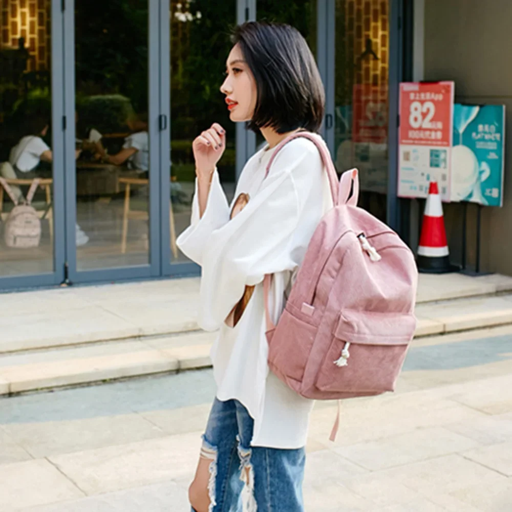 Zaino per studenti in velluto a coste personalizzato, borsa da scuola per allenamento antifurto per adolescenti, zaino a tracolla classico unisex per campus
