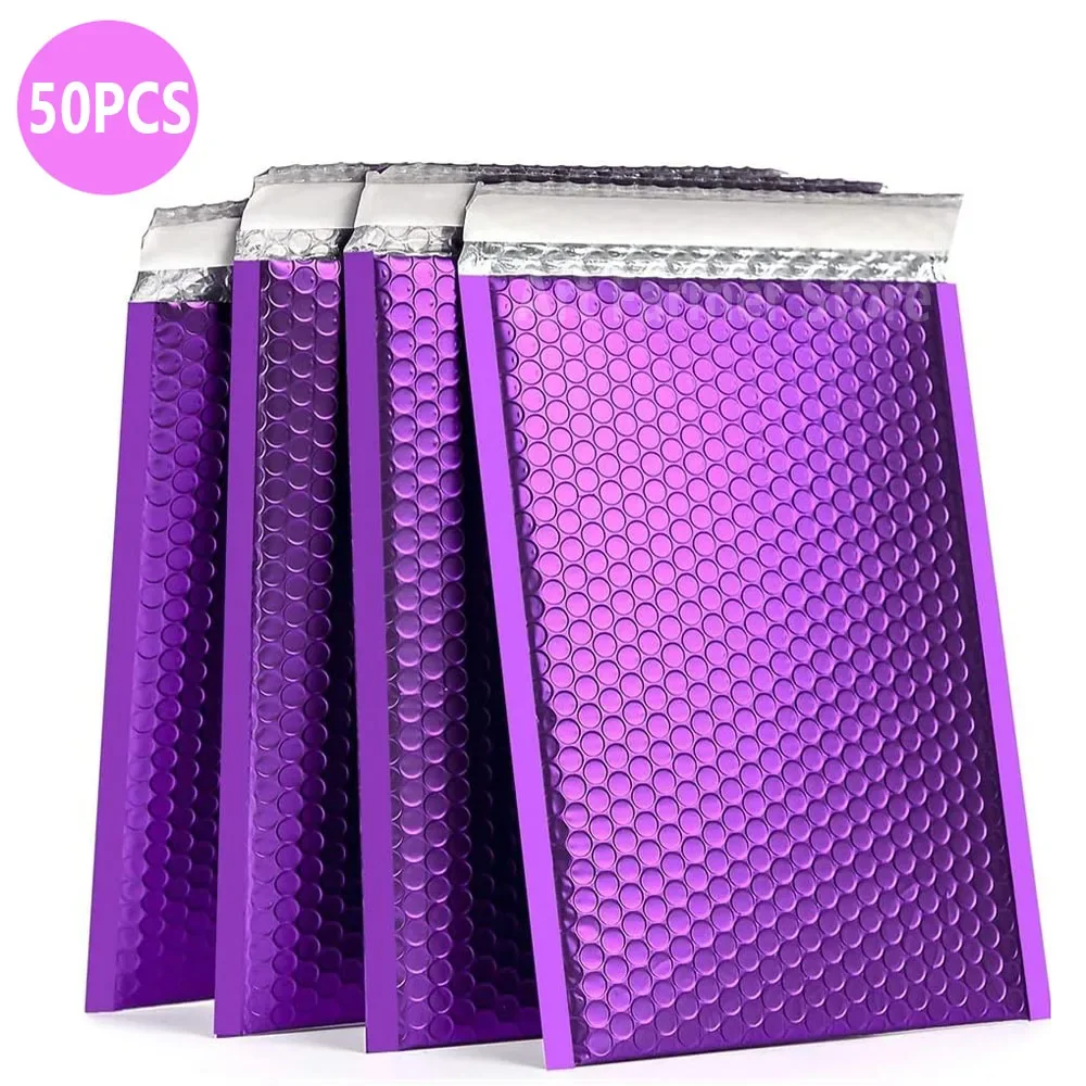 Poli Acolchoado Mailer Bubble, Mailing Embalagem, Self Seal Bag, rosa, envio para o presente, Envelopes, Envelopes Roxos, 50Pcs