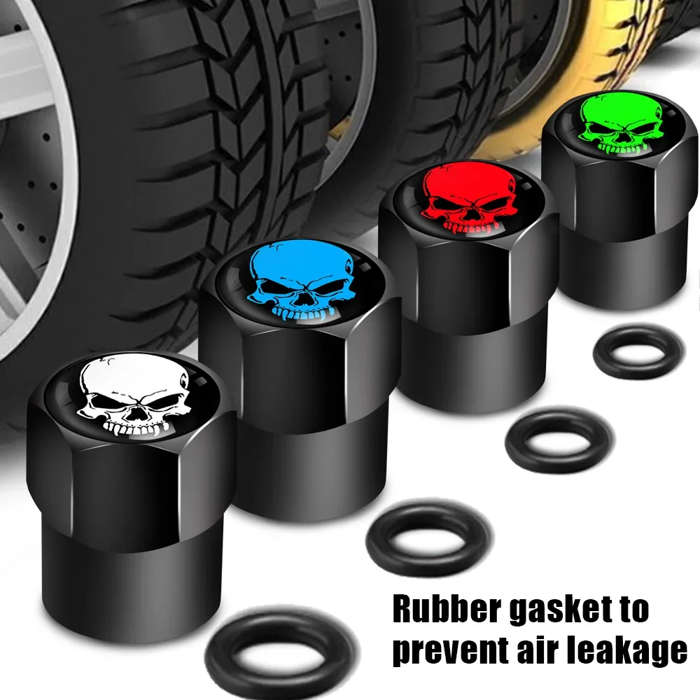 4 unids/set tapa de vástago de válvula de neumático de calavera, resistente a la corrosión, cubierta a prueba de polvo ajuste Universal para coche, bicicleta, camión, motocicleta