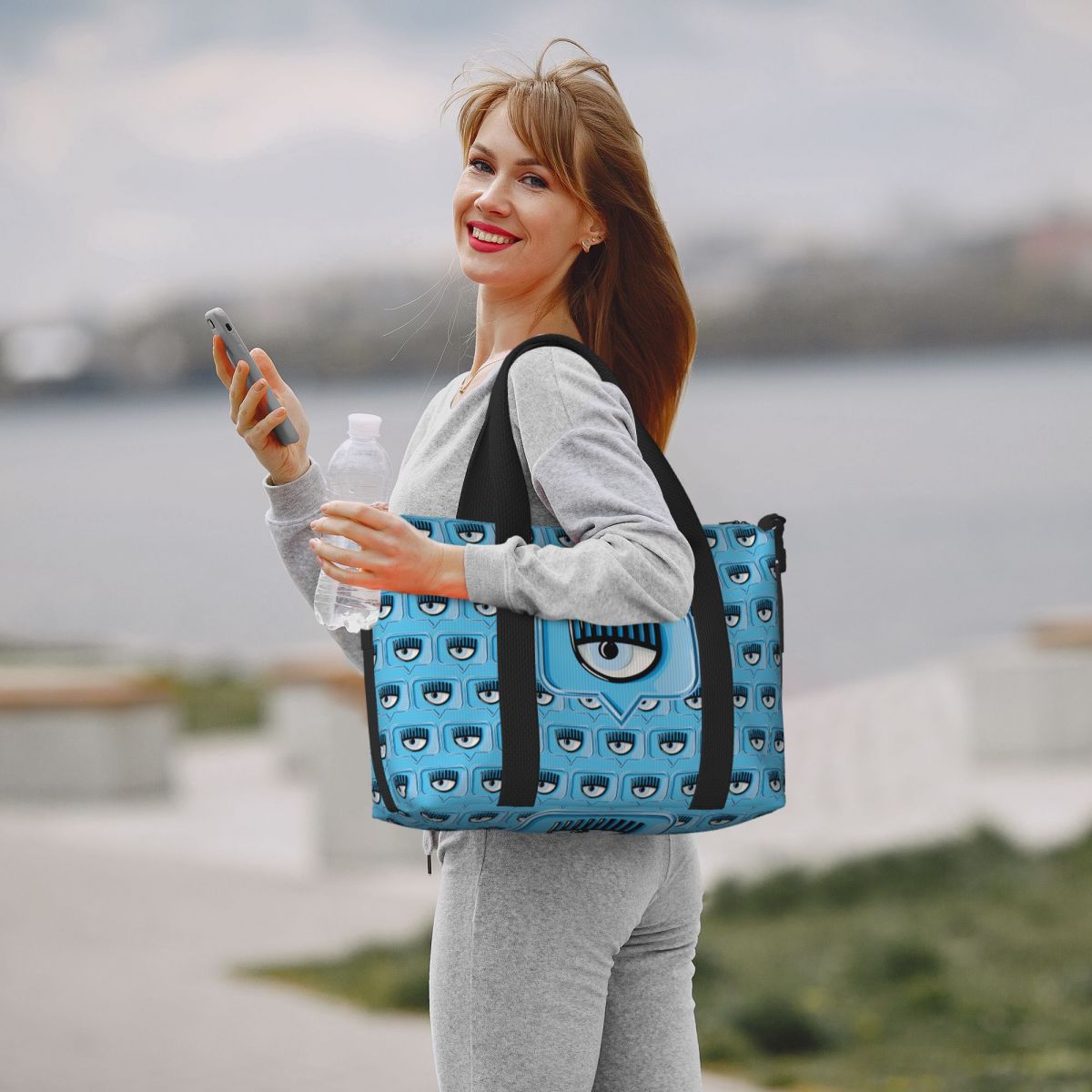 Bolso de mano de playa personalizado con ojos calientes F-FerragniS C-ChiaraS, bolsos de viaje para gimnasio y playa con compartimento grande para mujer