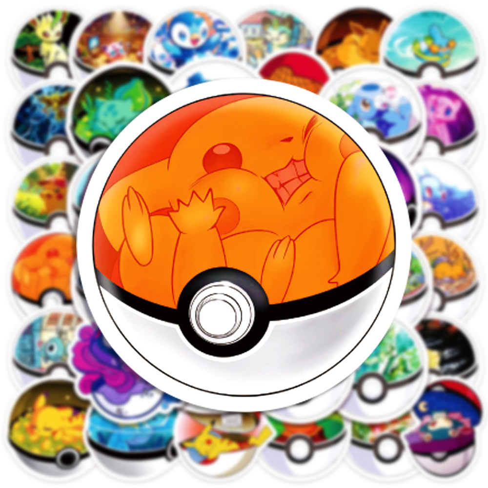 10/30/50 pçs bonito dos desenhos animados anime pokemon adesivos crianças brinquedos kawaii poke bola pikachu decalques skate portátil adesivo à prova dwaterproof água
