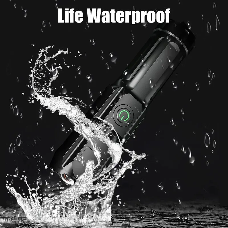 Potente linterna LED recargable USB 18650 impermeable Zoom pesca caza Camping 100,000 lúmenes linterna táctica LED FL